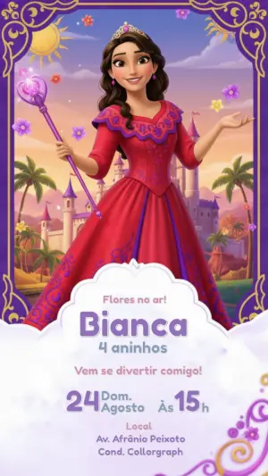 Invitación de cumpleaños Princesas – Estático – CollorGraph EDITOR