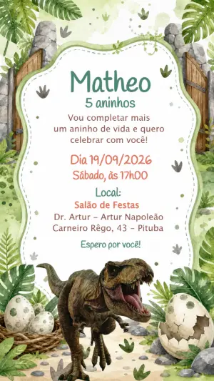 Invitación de cumpleaños Dinosaurio – Estático – CollorGraph EDITOR