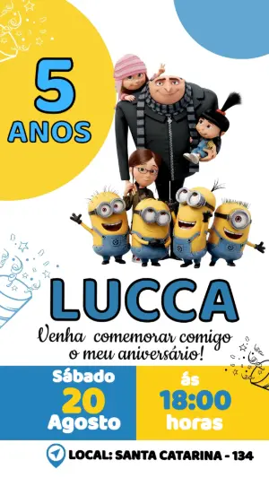 Convite Digital Meu Malvado Favorito Editável para Aniversário