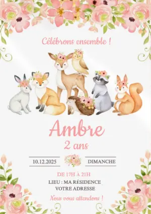 Invitation Anniversaire Forêt Enchantée à Modifier en Ligne