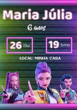 Invitation d'anniversaire KPop Demon Hunters – Statique – Priscila