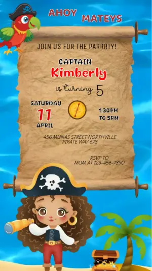 Animated Pirate Birthday Invitation Video to Edit