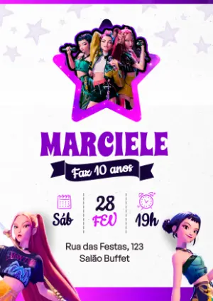 Invitation d'anniversaire KPop Demon Hunters – Statique – Danjo