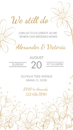 Elegant Floral Vow Renewal Invitation Editable Template
