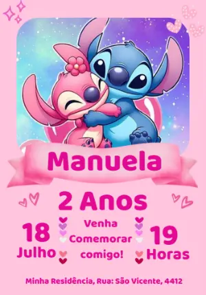 Invitación de cumpleaños Stitch – Estático – Mimos Designer