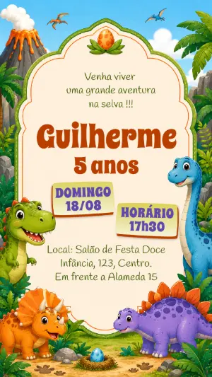 Invitación de cumpleaños Dinosaurio – Estático – Idesign Personalizados