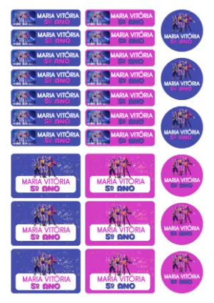 Etiquetas Escolares Guerreiras do Kpop para Editar