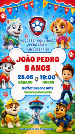 Invito di compleanno Paw Patrol – Statico – Decore Arte