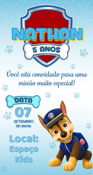 Invito di compleanno Paw Patrol – Statico – Fernando Martins