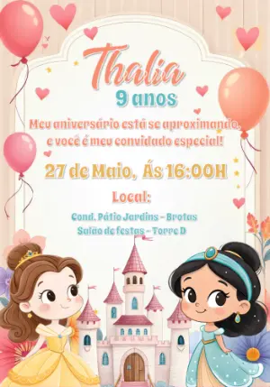 Invitación de cumpleaños Princesas – Estático – Gisele