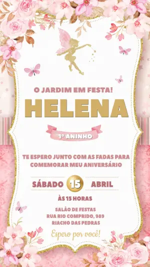 Convite Aniversário Jardim das Fadas Editável Online