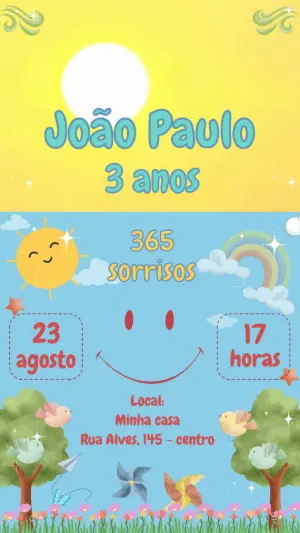 Convite Animado Aniversário 365 Sorrisos para Editar Online
