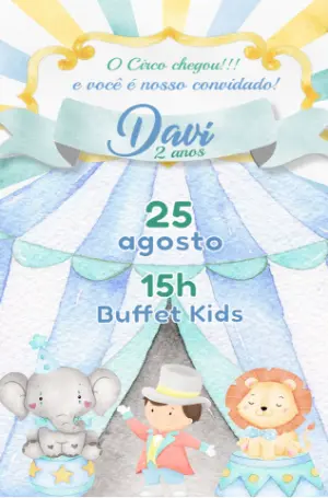 Convite Aniversário Circo Aquarela para Editar Online