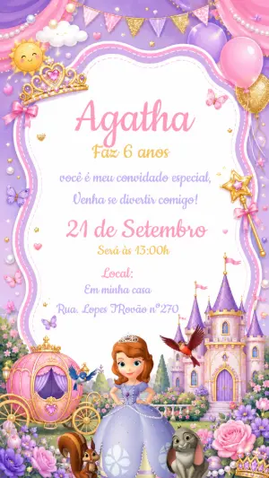 Invitación de cumpleaños Princesas – Estático – CollorGraph EDITOR