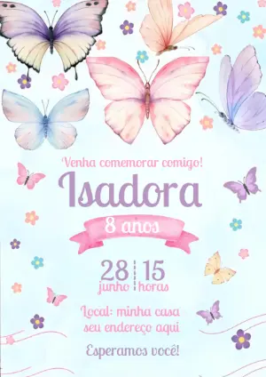 Convite Aniversário Jardim das Borboletas para Editar Online