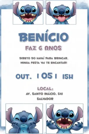 Invitación de cumpleaños Stitch – Estático – CollorGraph Convites