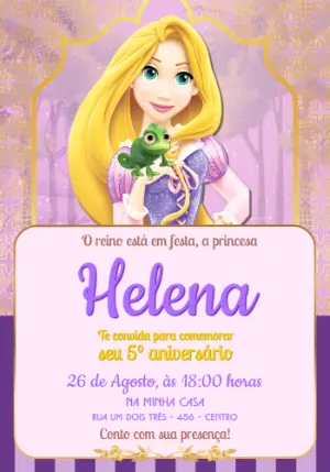 Convite de Aniversário Rapunzel Enrolados para Editar