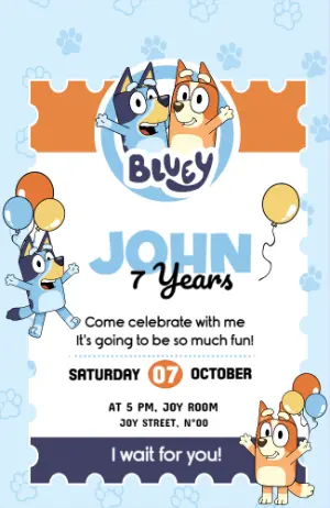 Bluey and Bingo Birthday Invitation to Edit Online