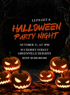 Editable Halloween Party Invitation with Spooky Jack-o'-Lanterns