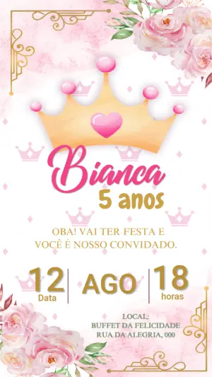 Invitación de cumpleaños Princesas – Estático – Bucle