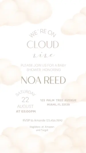 Cloud Nine Baby Shower Invitation Editable Template