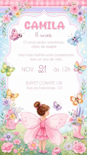 Invitación de cumpleaños Jardín encantado – Estático – Convite On
