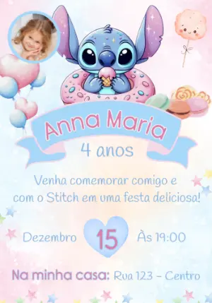 Invitación de cumpleaños Stitch – Estático – Convites e Artes Digitais