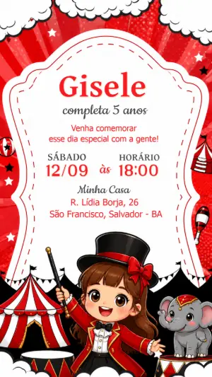 Invitation d'anniversaire Cirque – Statique – CollorGraph EDITOR