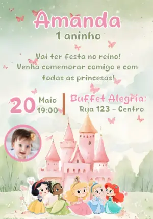 Invitación de cumpleaños Princesas – Estático – Convites e Artes Digitais