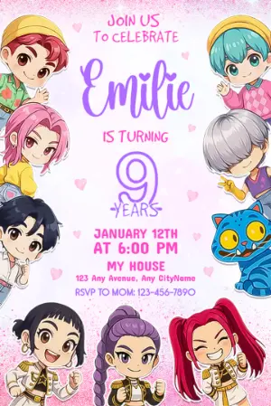 K-Pop Demon Hunter Birthday Invitation | Editable Digital Template