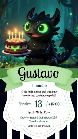 Convite de Aniversário Banguela como Treinar Seu dragão para Editar Online