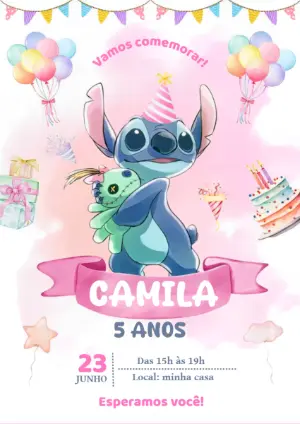 Invitación de cumpleaños Stitch – Estático – Mariana Correa