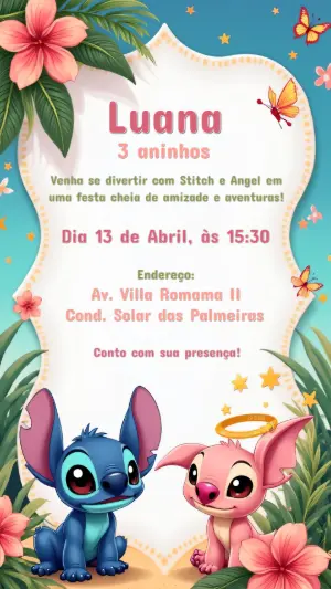 Invitación de cumpleaños Stitch – Estático – Gisele
