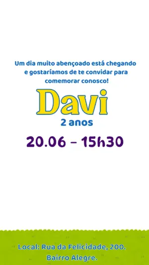 Convite Animado 3 Palavrinhas para Editar Online e Enviar