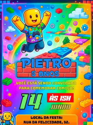 Invito di compleanno Roblox – Statico – Alegria no ar