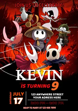 Hollow Knight Birthday Invitation | Editable Game Theme Template