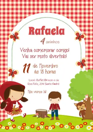 Vídeo Convite de Aniversário Chapeuzinho Vermelho Editável