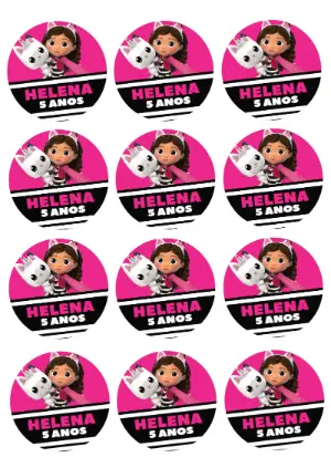 Adesivo Redondo Casa Mágica da Gabby para Editar Online