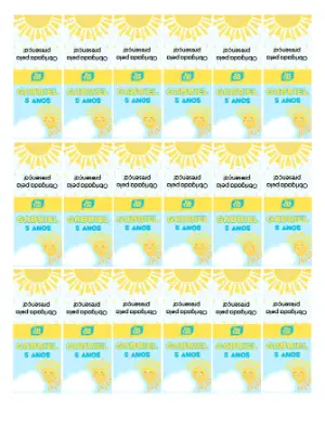 Rótulo Editável para Tic Tac Aniversário Infantil Tema Sol