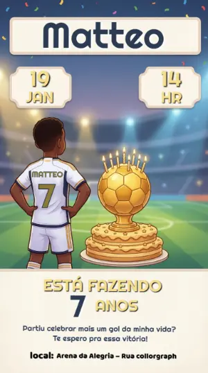 Soccer Birthday Invitation – Static – Convites Digitais Exclusivos