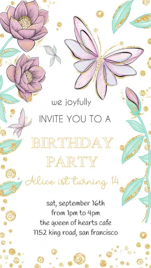 Enchanted Butterfly Birthday Invitation Editable Online