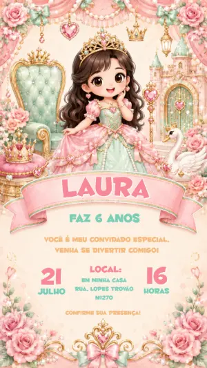 Invitación de cumpleaños Princesas – Estático – CollorGraph EDITOR