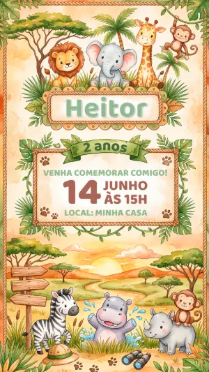Safari Birthday Invitation – Static – Alegria no ar