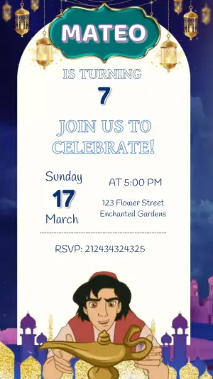 Animated Aladdin Birthday Video Invitation Template
