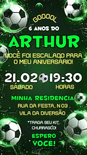 Soccer Birthday Invitation – Static – Convide aê!