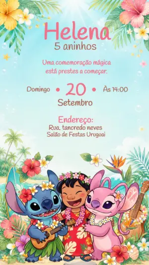 Invitación de cumpleaños Stitch – Estático – CollorGraph Convites
