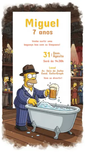 Convite Aniversário Os Simpsons com Homer para Editar Online