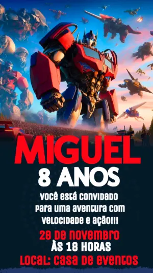 Convite Digital Transformers: Aventura de Robôs para Editar