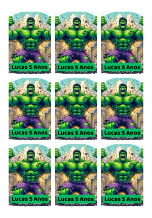 Tag de Aniversário do Hulk para Editar e Imprimir