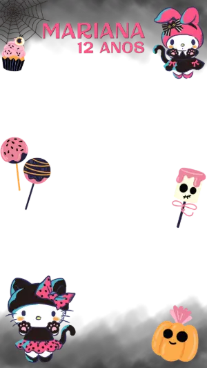 Moldura para Stories Halloween My Melody e Kuromy